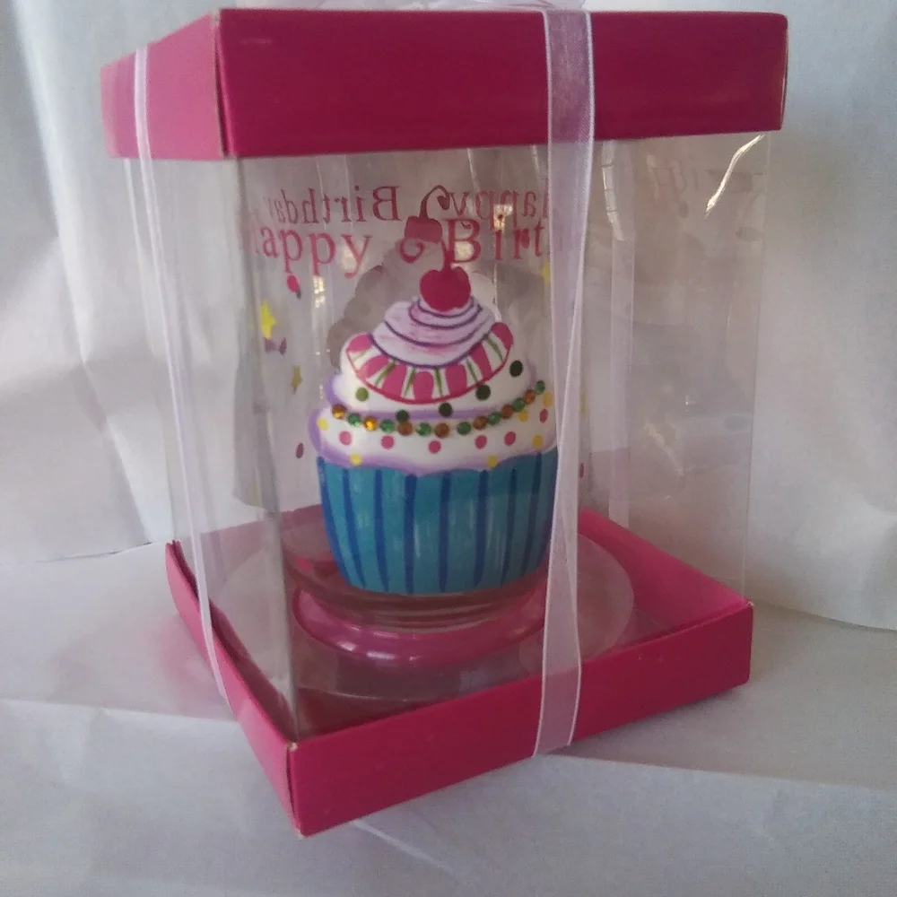 Happy Birthday Glass Centerpiece-Small 6